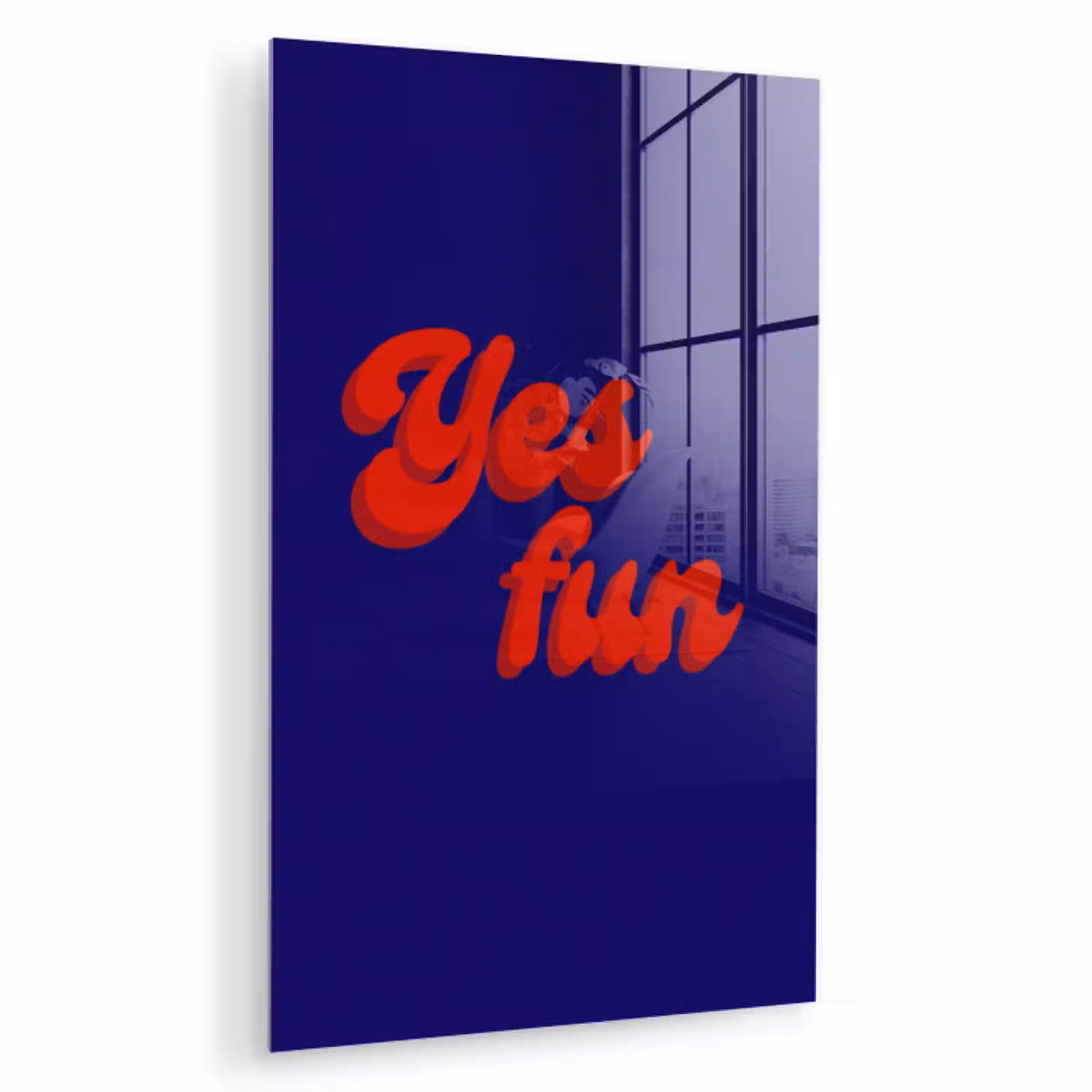 Blauw - Rood - Yes fun - 3D plexiglas 5mm klein -zzzproduct_nieuw