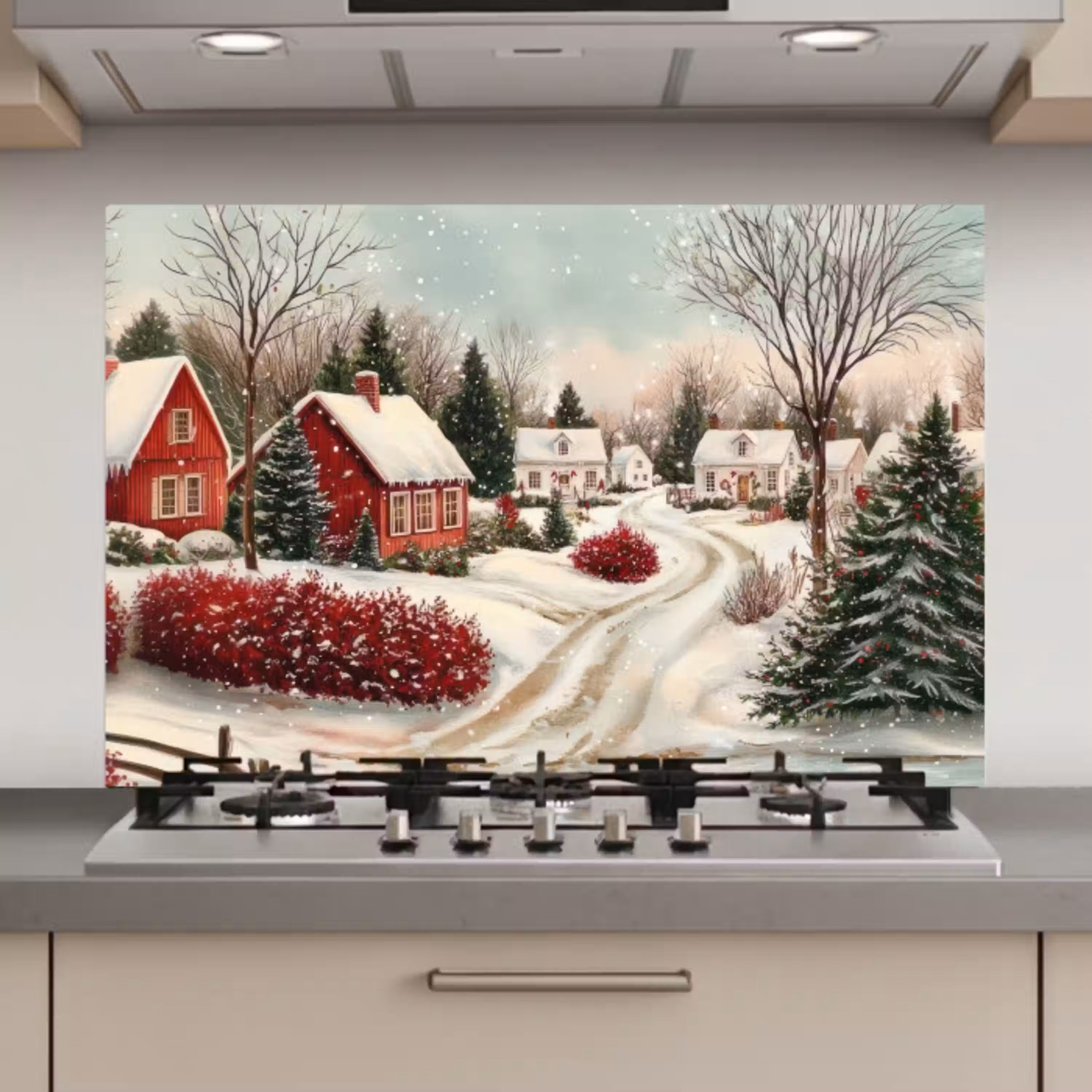 Kerstsfeer - Landelijk - Rood keuken achterwand spatscherm klein -3d_website