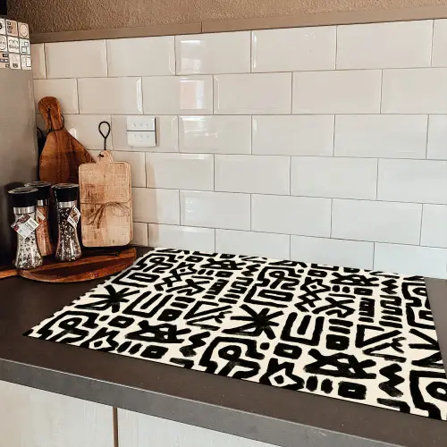 Geometrisch - Figuren - Zwart Inductie beschermer vinyl 3mm klein 276 -sfeer3