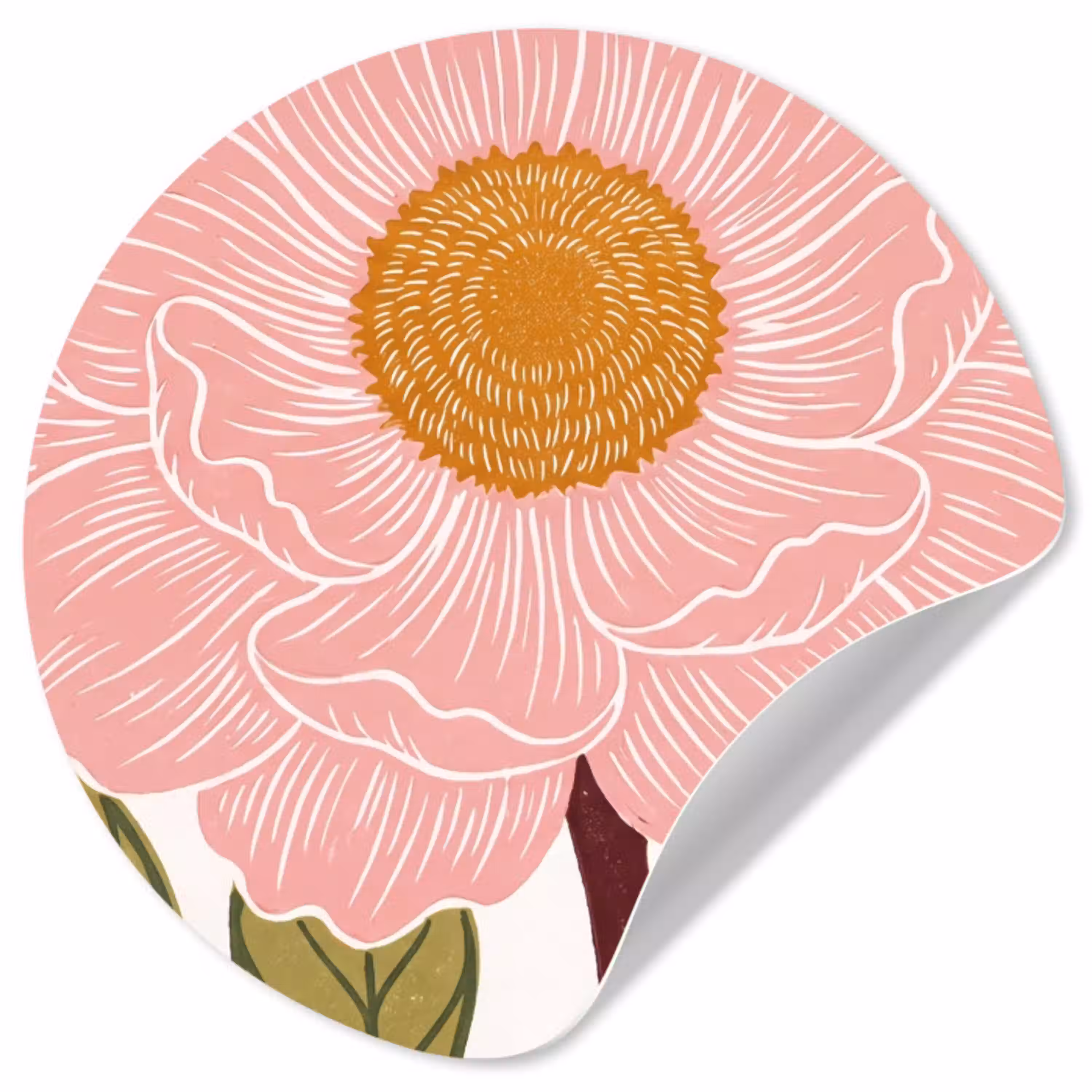 Bloemen - Roze - Illustratie Wandcirkel behangsticker klein -3d