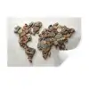 Wereldkaart - Stenen - Wit Muursticker klein -3d