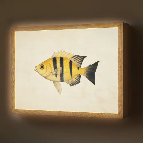 Geel - Vis - Strepen - Tropisch Light Box met batterij (Wandlamp) middel -z3d_website