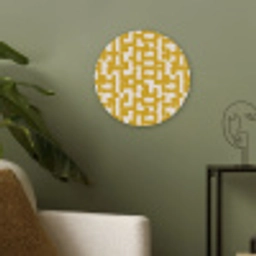 Geel - Beige - Patroon Akoestische PET Vilt - Rond klein 838 -sfeer2