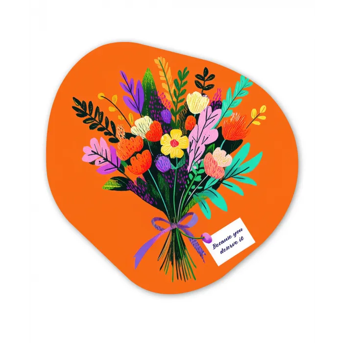 Kaartje - Boeket - Bloemen Wandcirkel Organisch Plexiglas middel -3d