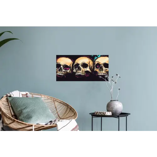 Schedels - Graffiti - Neon Muursticker klein -plant