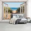 Doorkijk - Strand - Zee - Duinen - Zand - Water - Helmgras fotobehang vinyl groot -slaapkamer