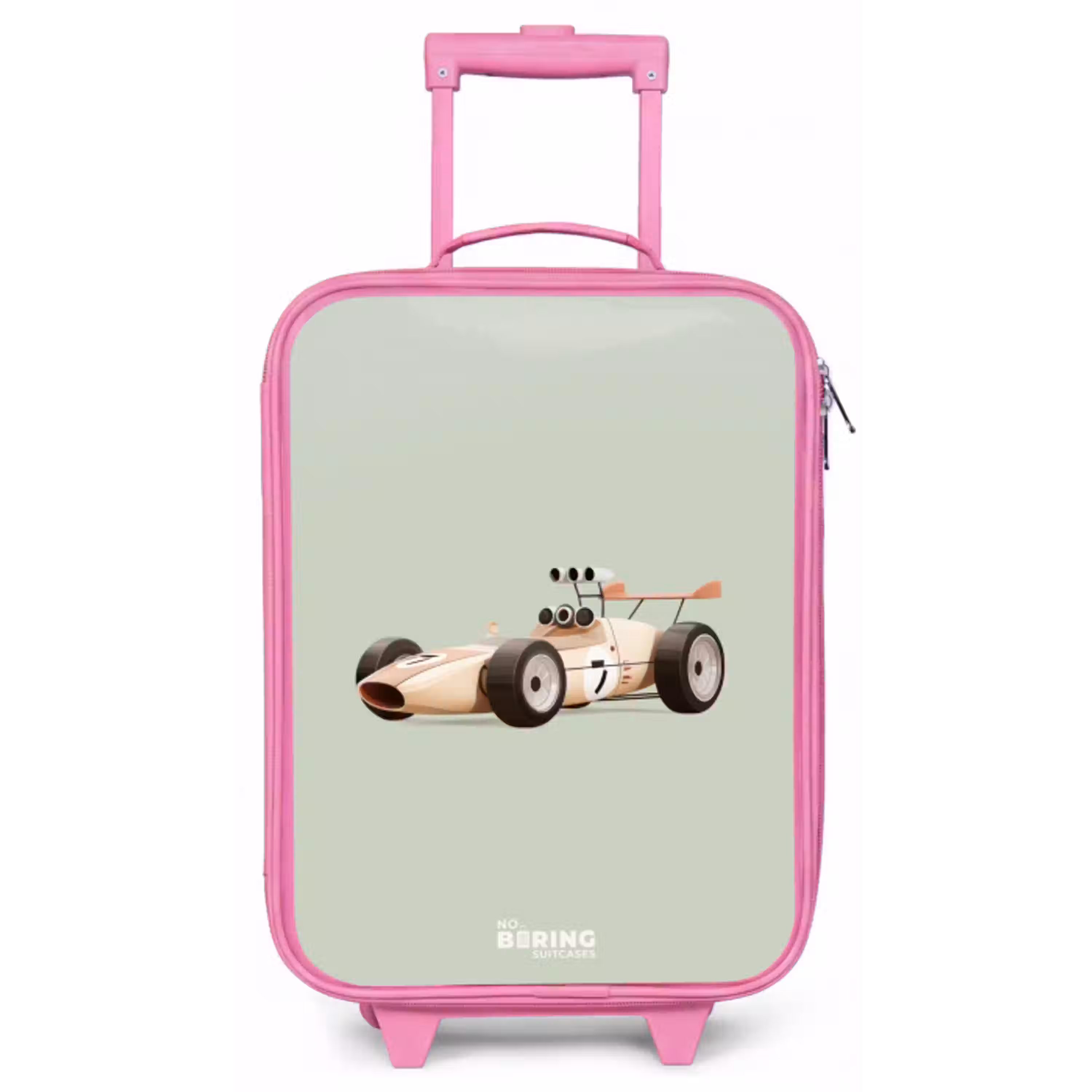 Beige retro raceauto op groen achtergrond Kinderkoffer - Roze klein -zz3dotto