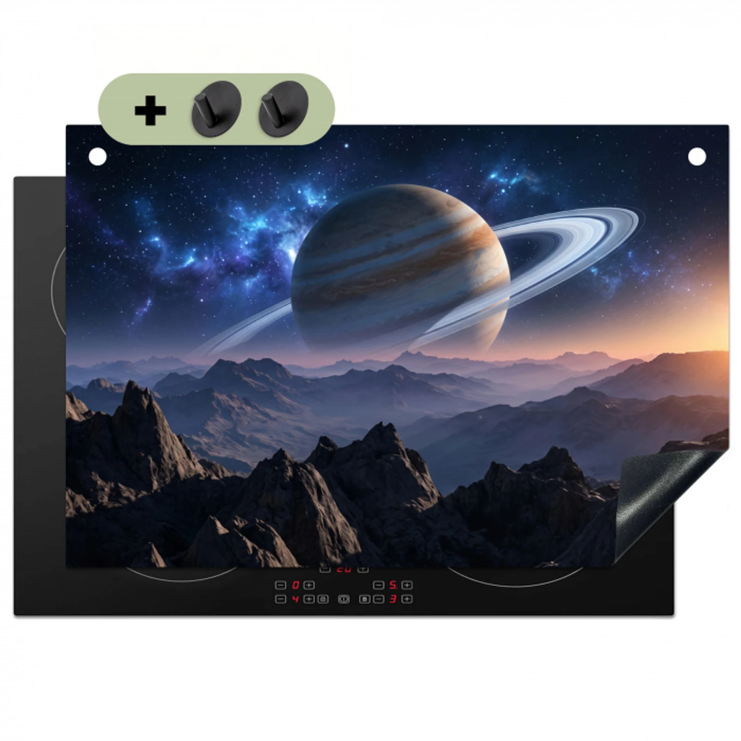 Fantasy - Kosmos - Landschap Inductie beschemer met haakjes klein -3d