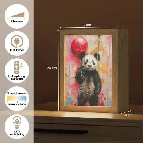 Graffiti - Panda - Ballon - Street art - Dier Light Box met kabel (Tafellamp) klein -USP_NL