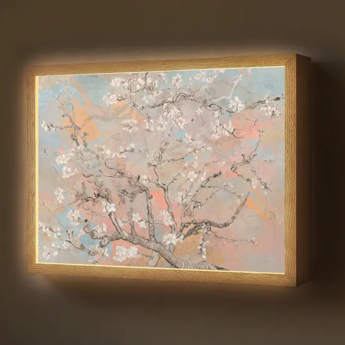 Amandelbloesem - Kunst - Van Gogh - Pastel Light Box met batterij (Wandlamp) middel -z3d_website