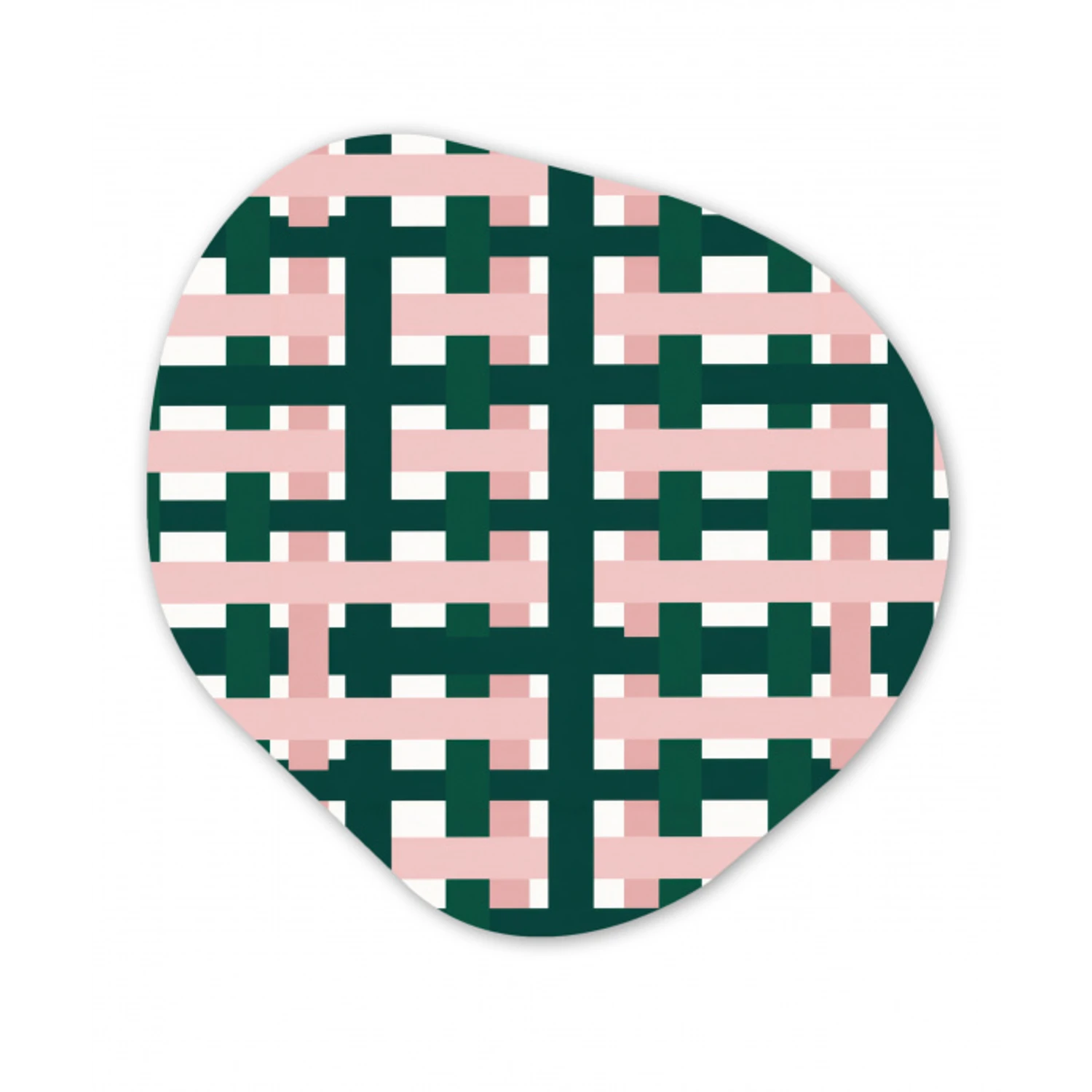 Vlechtpatroon - Groen - Roze - Grafisch Wandcirkel Organisch Forex 3mm klein 629 -3d