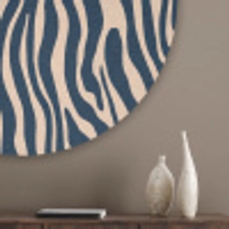 Zebra - Patroon - Blauw - Beige Akoestische PET Vilt - Rond klein 838 -sfeer5_closeup