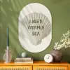 Schelp - Quote - Groen Wandcirkel Ovaal Glas middel -sfeer2
