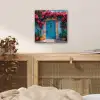 Deur - Hout - Bloemen - Blauw aluminium wit klein -sfeer3