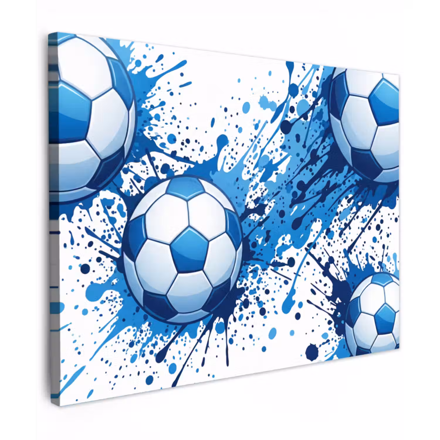 Canvas Print - Footballs - Paint - Sports - Blue