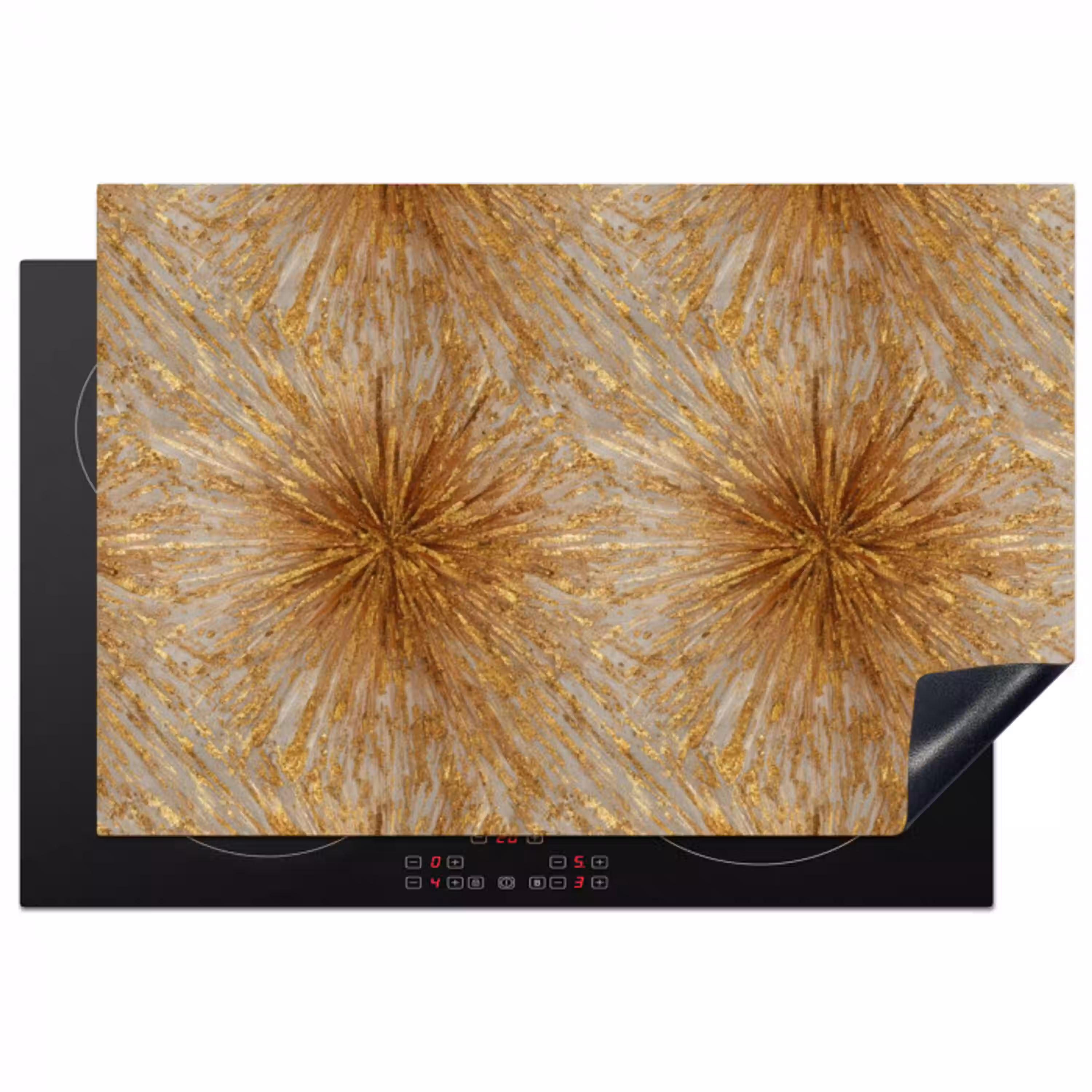 Explosie - Abstract - Goud - Wit Inductie beschermer vinyl 3mm klein 276 -3d