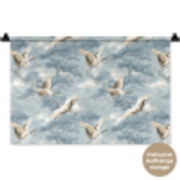 Wolken - Kraanvogels - Blauw Wandkleed katoen klein 269 -t3d_DE