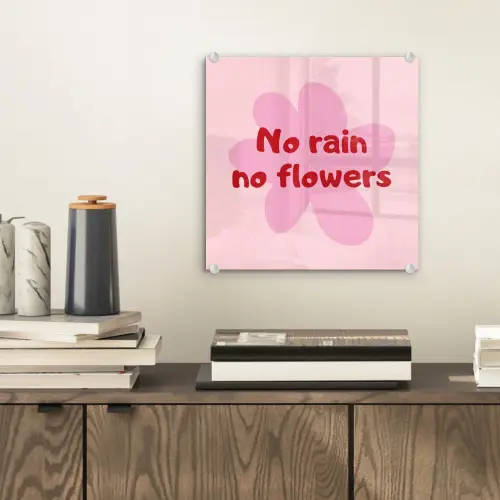 No rain no flowers - Bloem - Roze plexiglas 5mm klein -sfeer1