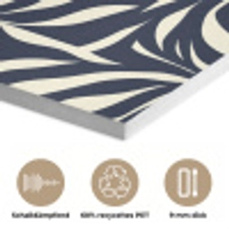 Bladvormen - Blauw - Patroon - Wit PET vilt klein 837 -closeup_DE