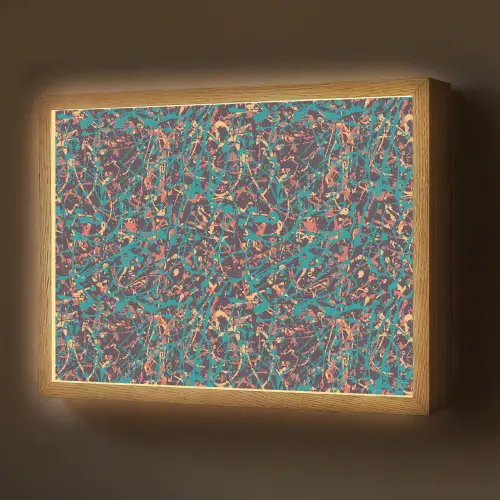 Spat - Abstract - Oranje - Groen Light Box met batterij (Wandlamp) middel 907 -z3d_website