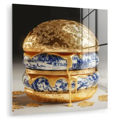 Delftsblauw - Goud - Burger plexiglas 5mm klein -zzzproduct_nieuw
