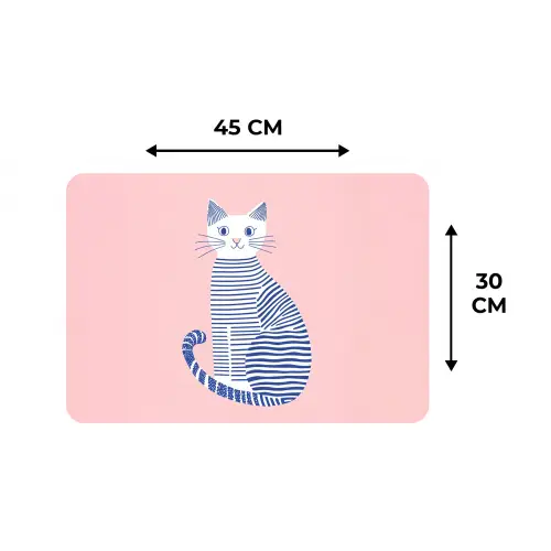 Kat - Illustratie - Minimalistisch - Roze Placemat vinyl groot -specs
