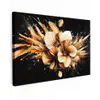 Bloemen - Goud - Graffiti - Zwart - Abstract Tuinposter op houten frame 2 cm dik klein -3d