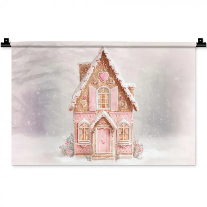 Huisje - Suiker - Pastel Wandkleed katoen klein -zz3d