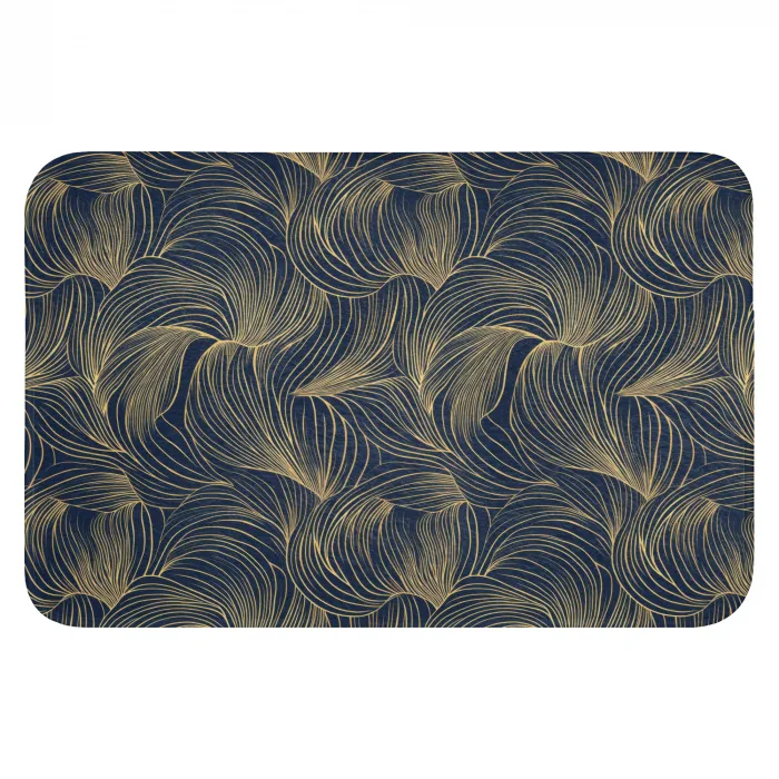 Abstract - Lijnen - Blauw - Goud Badmat klein 997 -3d