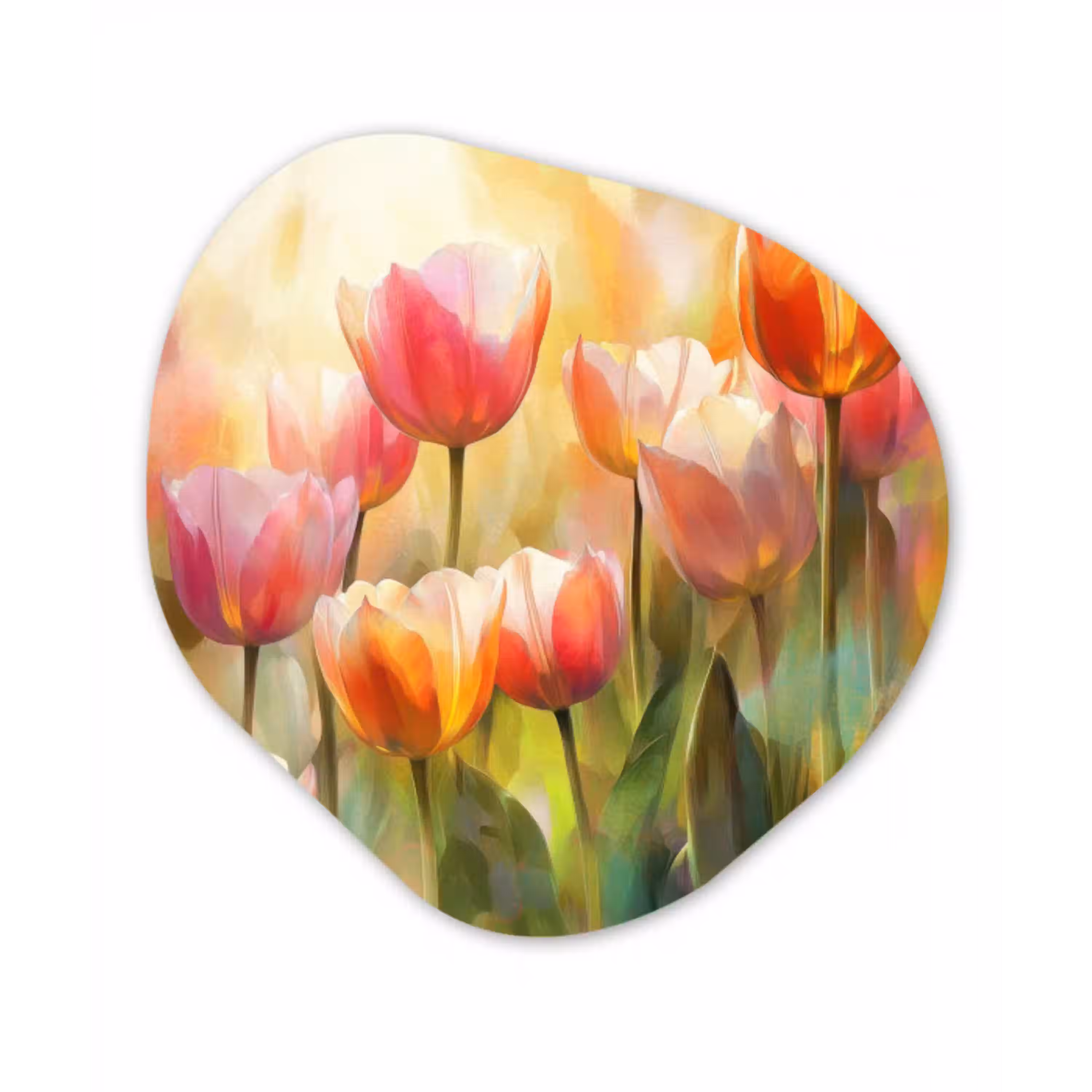 Tulpen - Sprookjesachtig - Kleurrijk Wandcirkel Organisch Forex 3mm klein -3d
