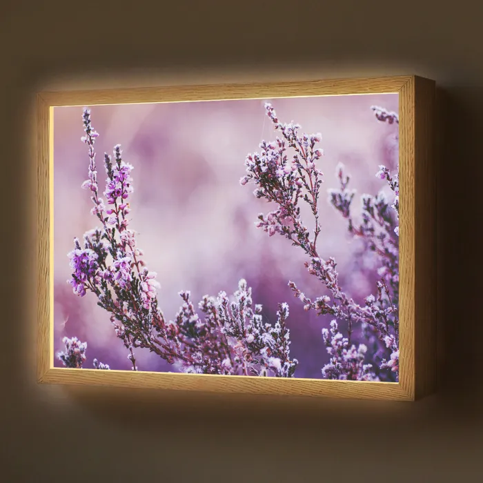 Lavendel - Winter - Bloemen - Paars Light Box met batterij (Wandlamp) middel -z3d_website