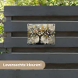 Boom - Abstract - Beige - Goud - Zwart tuinposter los doek klein -sfeer3