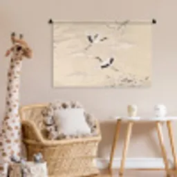 Kraanvogels - Bloesem - Beige Wandkleed katoen middel -wsfeer5_kind