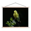 Parkiet - Tak - Bladeren - Geel textielposter latten blank klein -3d