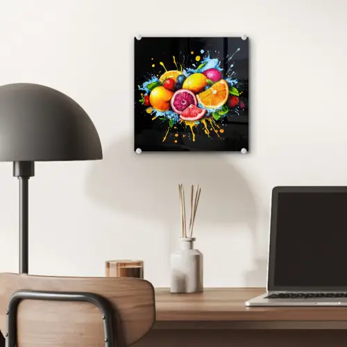 Fruit - Graffiti - Kleurrijk - Sinaasappel - Aardbei - Abstract plexiglas 5mm klein -sfeer6