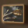 Lippen - Goud - Abstract - Zwart - Vrouw Light Box met batterij (Wandlamp) middel -z3d_website