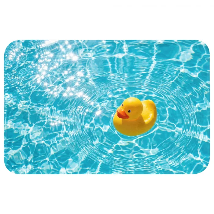 Badeend - Dobberen - Blauw Badmat klein -3d
