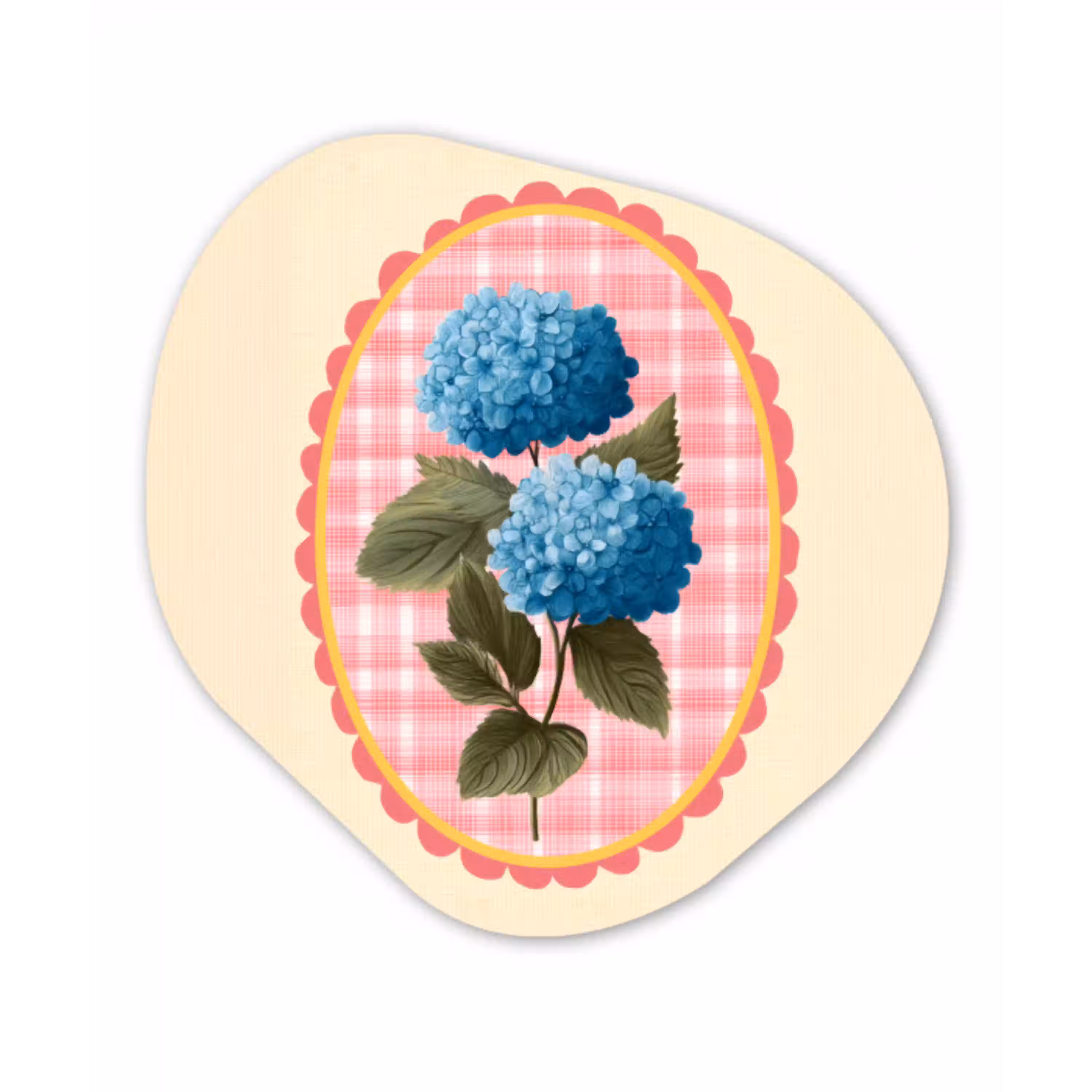 Bloemen - Blauw - Lijst - Bladeren Wandcirkel Organisch Aluminium middel -3d