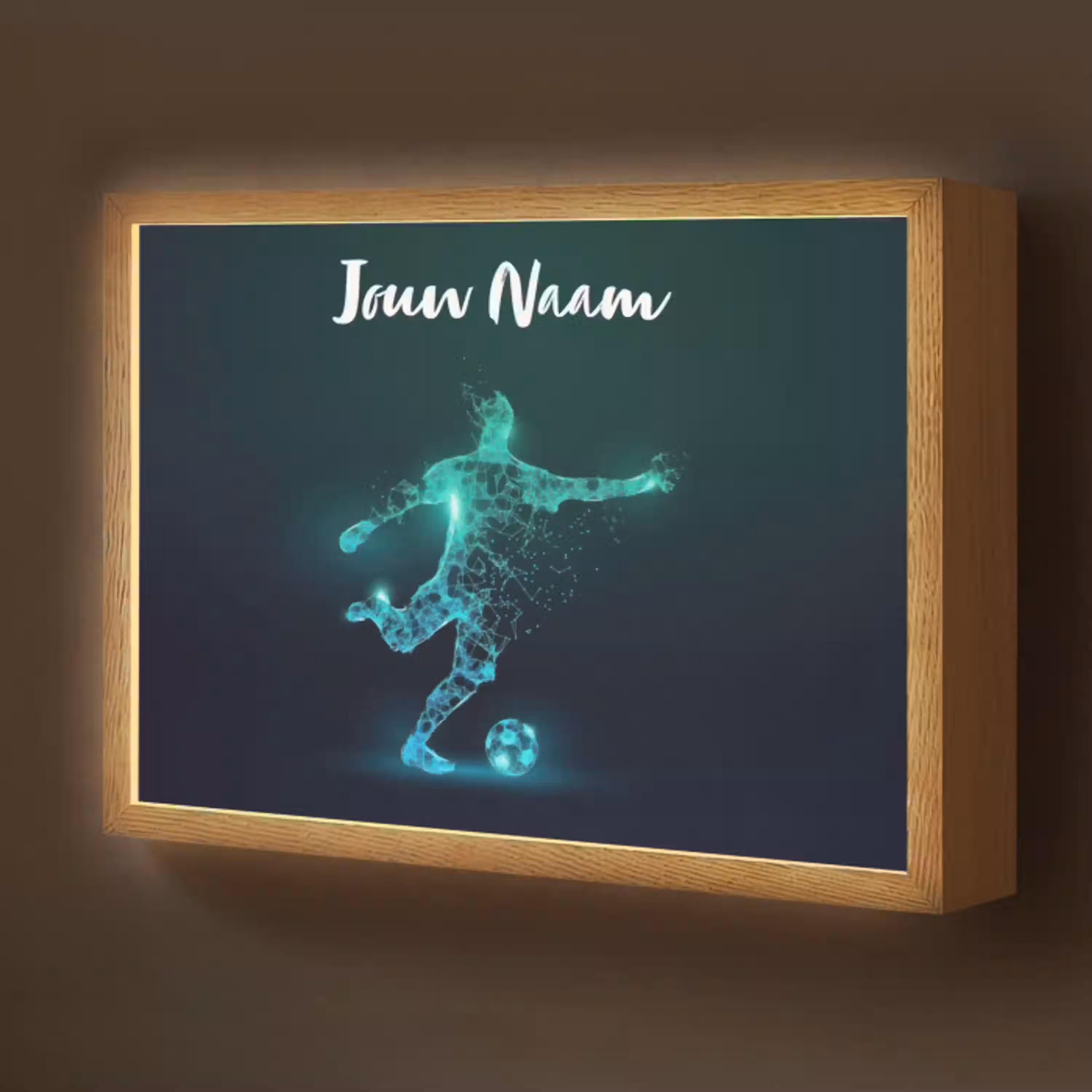 Voetballer - Trap - Blauw - Digitaal Light Box met batterij (Wandlamp kind) middel -z3d_website