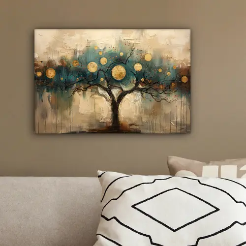 Boom - Kunst - Maan - Watercolor canvas 2cm klein -sfeer3