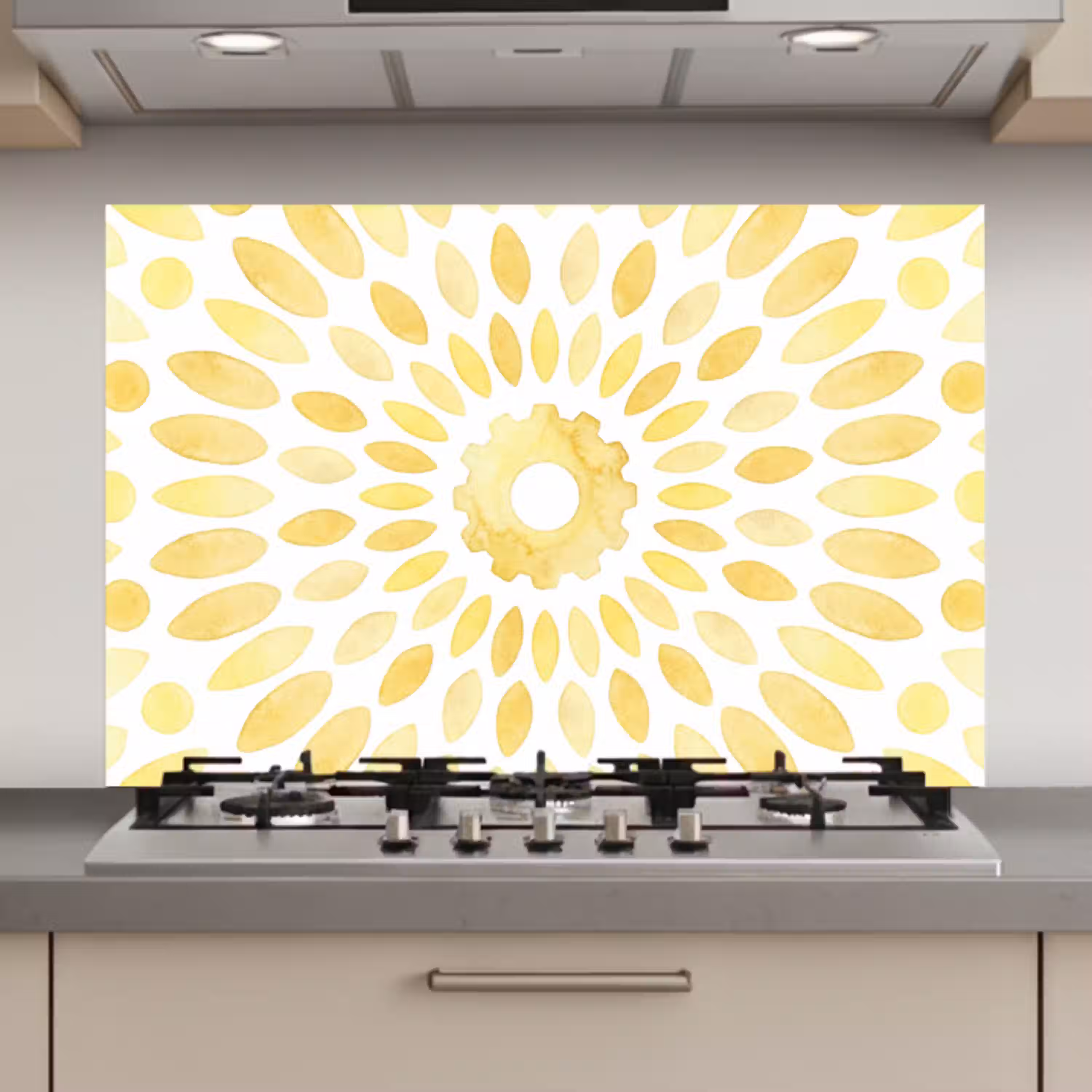 Abstract - Geometrisch - Stralend - Geel keuken achterwand spatscherm klein -3d_website