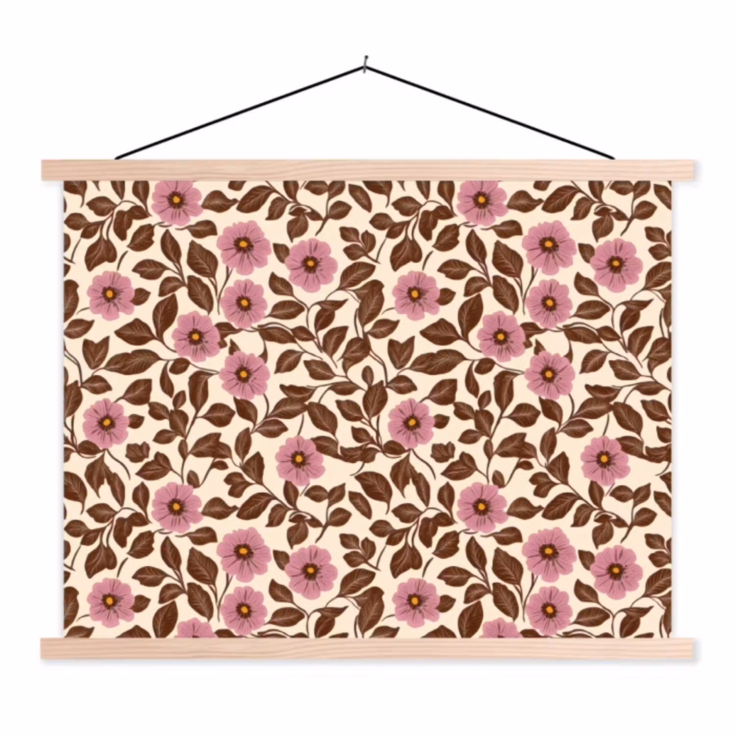 Bloemen - Bladeren - Kleurrijk textielposter latten blank klein 122 -3d