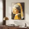 Meisje met de parel - Johannes Vermeer - Mozaïek Textielframe zwart klein -sfeer3