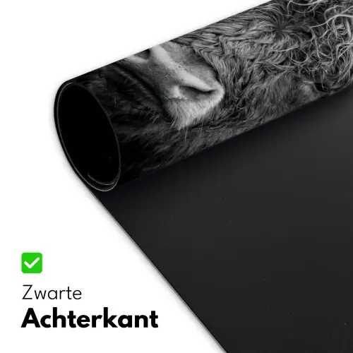 Schotse hooglander - Zwart - Wit - Gras Muismat XXL klein -sfeer2