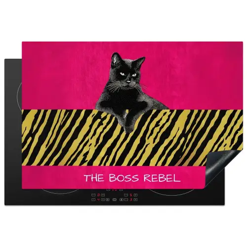 Kat - Baas - Roze - Tijgerprint Inductie beschermer vinyl 3mm klein -3d