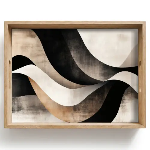 Abstract - Golven - Zwart - Verweerd Dienblad Rechthoek middel -z3d_shopping