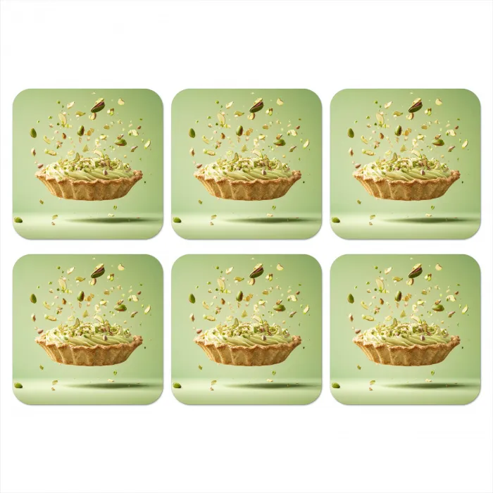 Pistache - Taart - Noten - Eten onderzetter kurk middel -3d