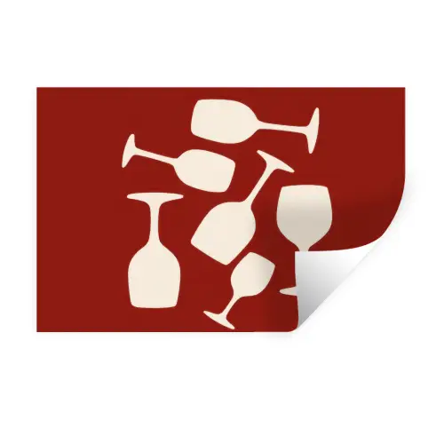 Wijnglazen - Silhouetten - Wit Muursticker klein -3d