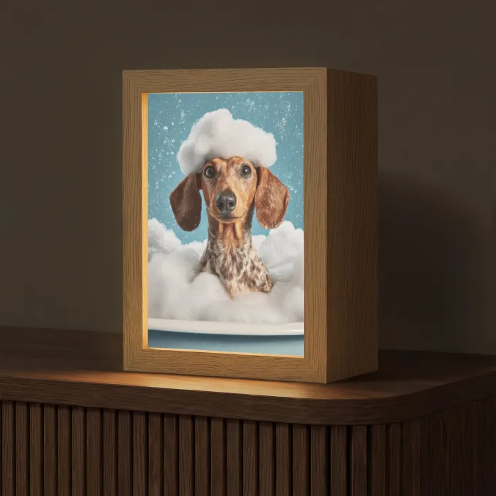 Teckel - Bad - Schuim - Waterdruppels Light Box met kabel (Tafellamp) klein -z3d_website