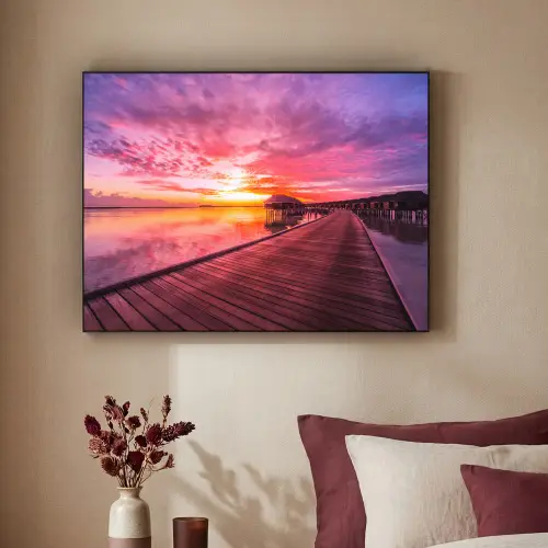 Steiger - Water - Zon - Roze - Horizon Textielframe zwart klein -sfeer1